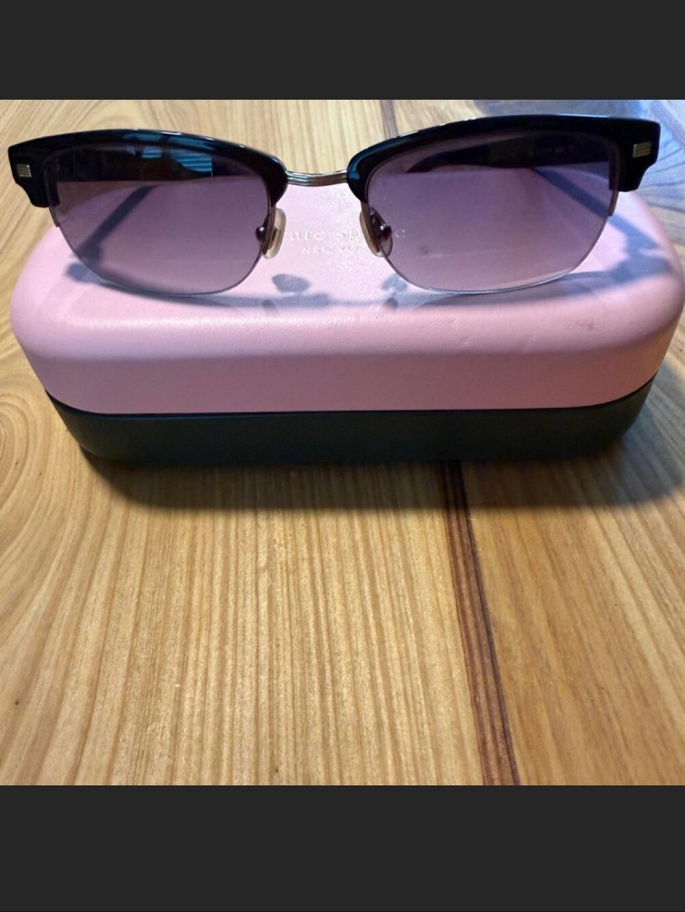 Women's Half-Rim Sunglasses in Black with Purple Lenses